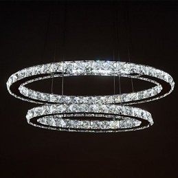 Lámpara colgante de cristal moderna con anillo doble ovalado para