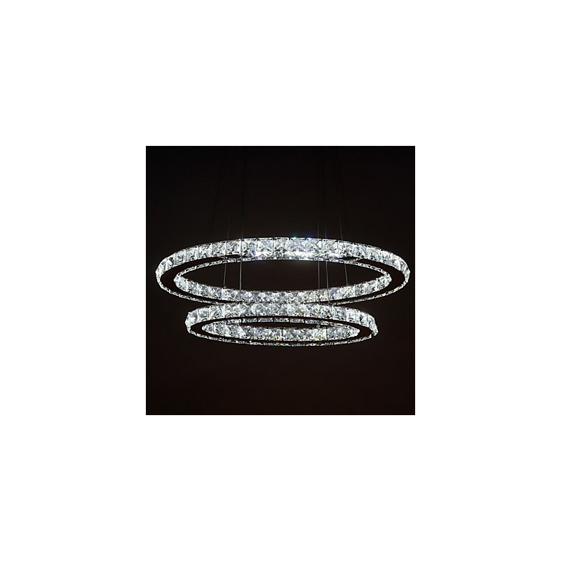 Lámpara colgante de cristal moderna con anillo doble ovalado para