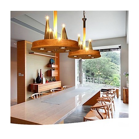 Lámpara colgante de madera maciza estilo americano, cálida y elegante. Lámpara colgante de madera maciza estilo americano, cálida y elegante.