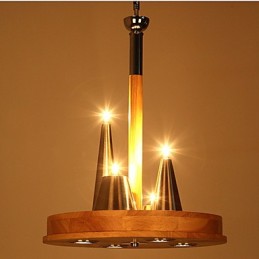Lámpara colgante de madera maciza estilo americano, cálida y elegante.