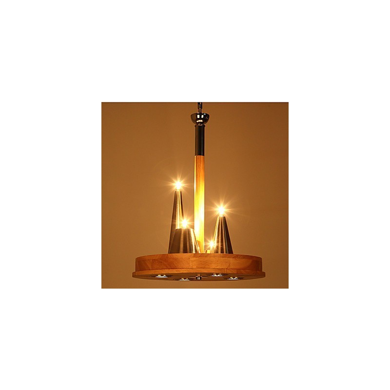 Lámpara colgante de madera maciza estilo americano, cálida y elegante.