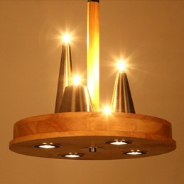 Lámpara colgante de madera maciza estilo americano, cálida y elegante.