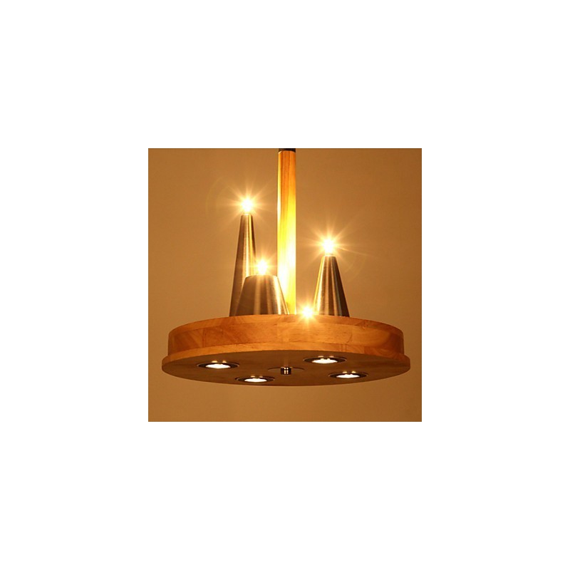 Lámpara colgante de madera maciza estilo americano, cálida y elegante.