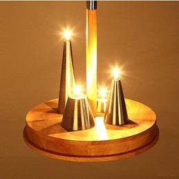 Lámpara colgante de madera maciza estilo americano, cálida y elegante.