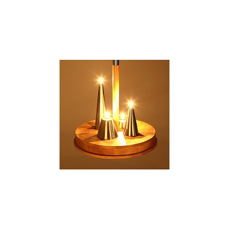 Lámpara colgante de madera maciza estilo americano, cálida y elegante.
