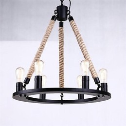 Lámpara colgante de 6 luces estilo rústico de hierro forjado