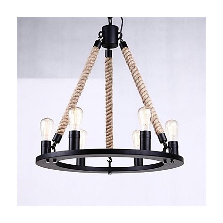 Lámpara colgante de 6 luces estilo rústico de hierro forjado Lámpara colgante de 6 luces estilo rústico de hierro forjado