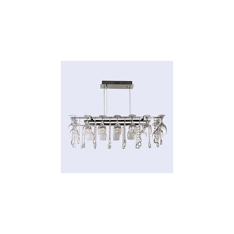 Lámpara colgante de metal cromado de cristal, clásica, tradicional y contemporánea, moderna