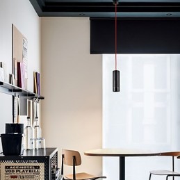 Lámpara colgante mini de 1 luz anodizada negra con aluminio