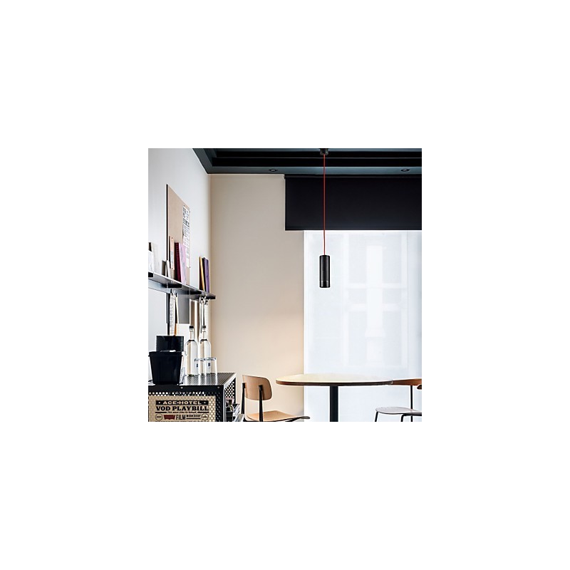 Lámpara colgante mini de 1 luz anodizada negra con aluminio