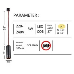 Lámpara colgante mini de 1 luz anodizada negra con aluminio