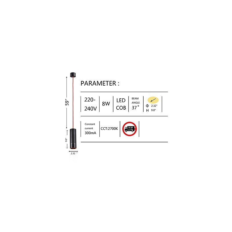 Lámpara colgante mini de 1 luz anodizada negra con aluminio
