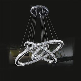 Lámparas de araña circulares regulables con cristal K9, luz blanca cálida y fría, con control remoto.