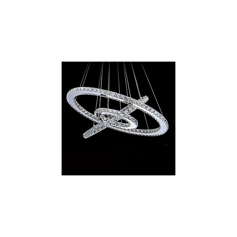 Lámparas de araña circulares regulables con cristal K9, luz blanca cálida y fría, con control remoto.