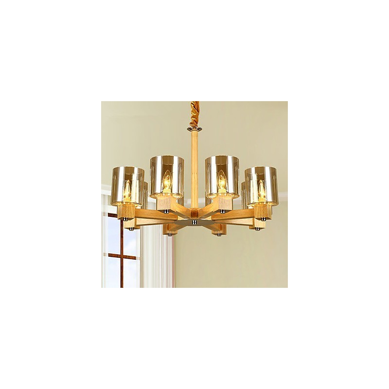 Lámparas colgantes de madera rústica de bambú