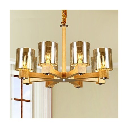 Lámparas colgantes de madera rústica de bambú