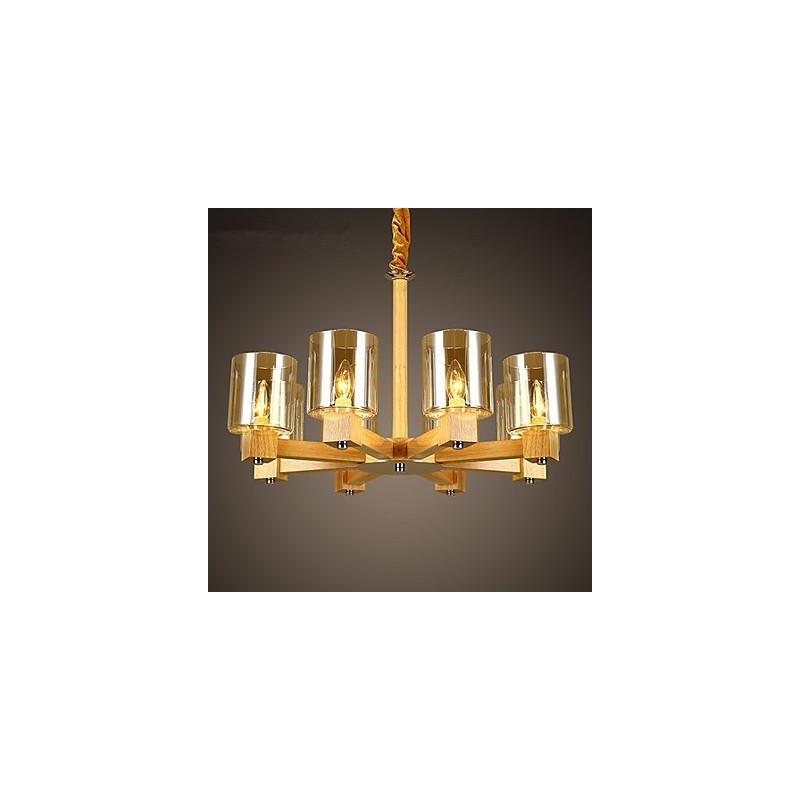 Lámparas colgantes de madera rústica de bambú