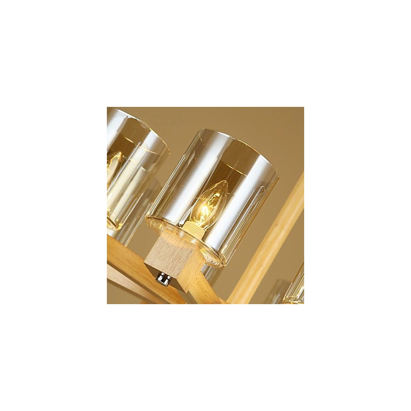 Lámparas colgantes de madera rústica de bambú