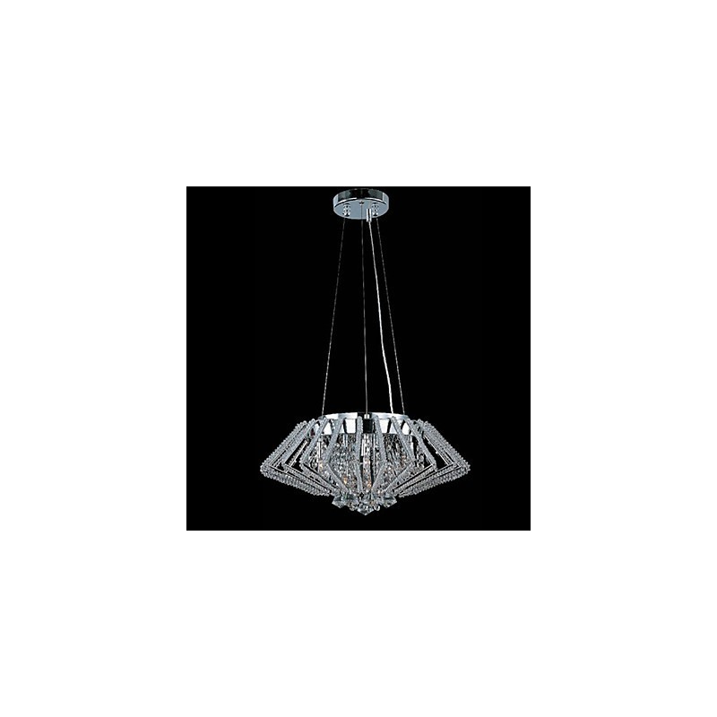 Lámpara colgante de cristal de acero inoxidable con forma de diamante y 9 luces