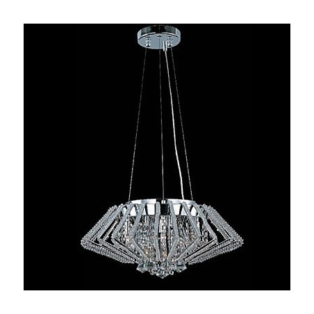 Lámpara colgante de cristal de acero inoxidable con forma de diamante y 9 luces Lámpara colgante de cristal de acero inoxidable con forma de diamante y 9 luces