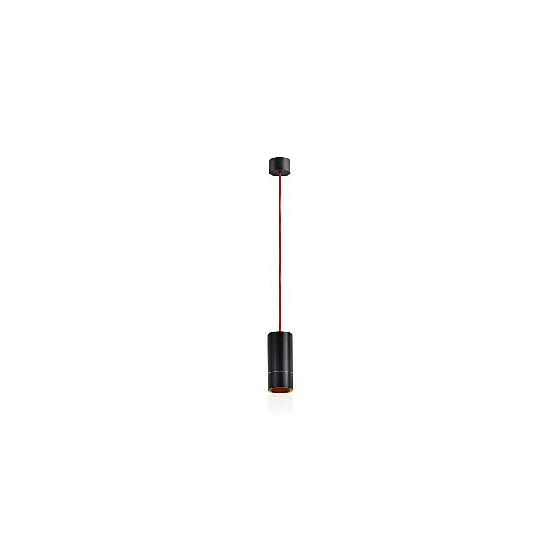 Lámpara colgante mini de 1 luz anodizada negra con aluminio