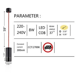 Lámpara colgante mini de 1 luz anodizada negra con aluminio