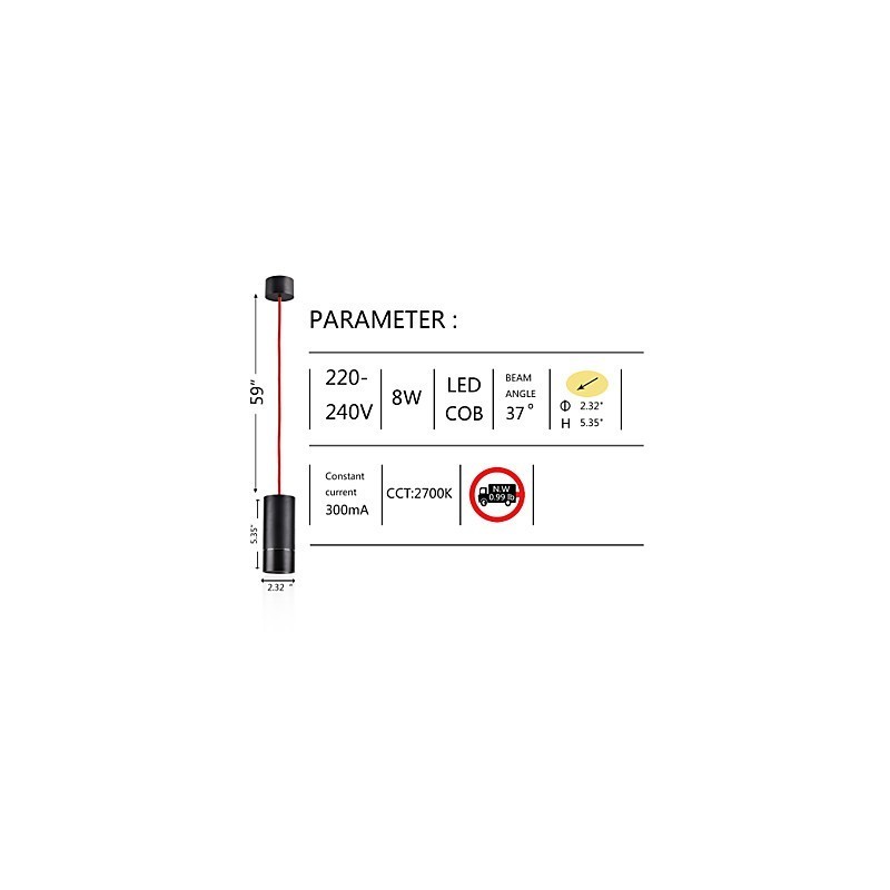 Lámpara colgante mini de 1 luz anodizada negra con aluminio