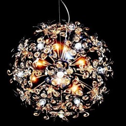 Lámpara colgante moderna contemporánea de cristal cromado