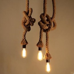 Lámpara de araña creativa de cuerda de cáñamo