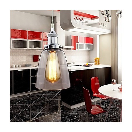 Lámpara colgante Edison de estilo industrial retro vintage de vidrio cromado moderno para cafetería o porche Lámpara colgante Edison de estilo industrial retro vintage de vidrio cromado moderno para cafetería o porche