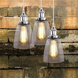 Lámpara colgante Edison de estilo industrial retro vintage de vidrio cromado moderno para cafetería o porche