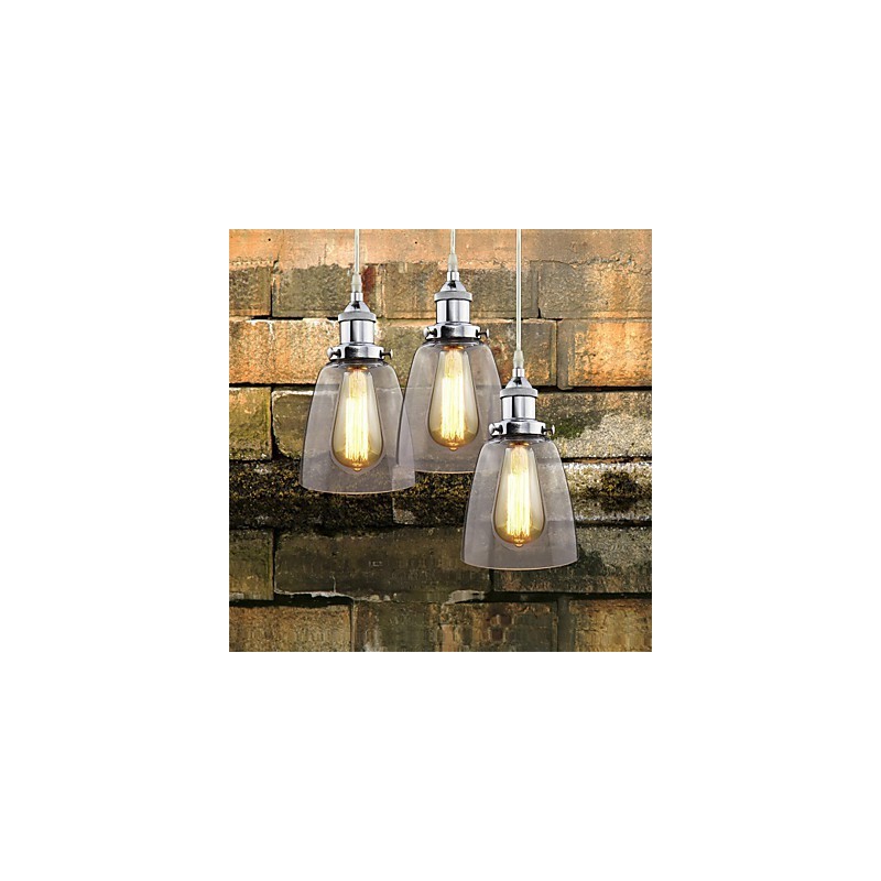 Lámpara colgante Edison de estilo industrial retro vintage de vidrio cromado moderno para cafetería o porche