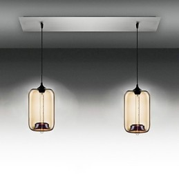Lámpara colgante moderna de cristal transparente con 2 luces y diseño de burbujas