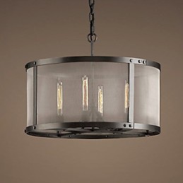 Lámpara colgante de 4 luces con pantalla transparente