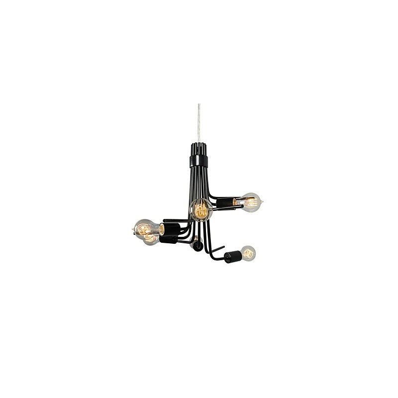 Lámpara colgante moderna de estilo norteamericano de 6 luces en color negro