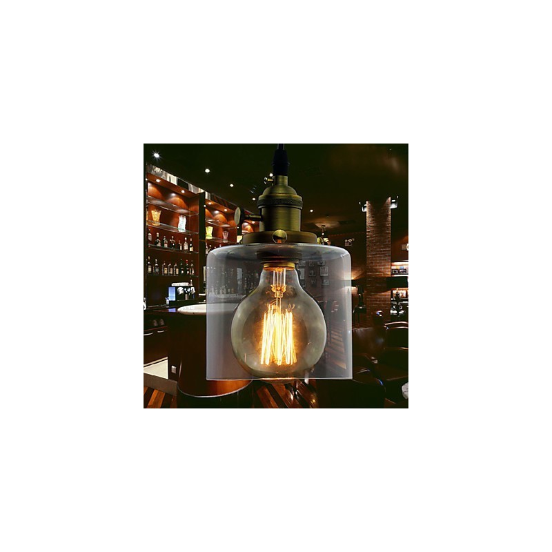Lámpara colgante de vidrio, latón, estilo retro, vintage, industrial, para cafetería o garaje.