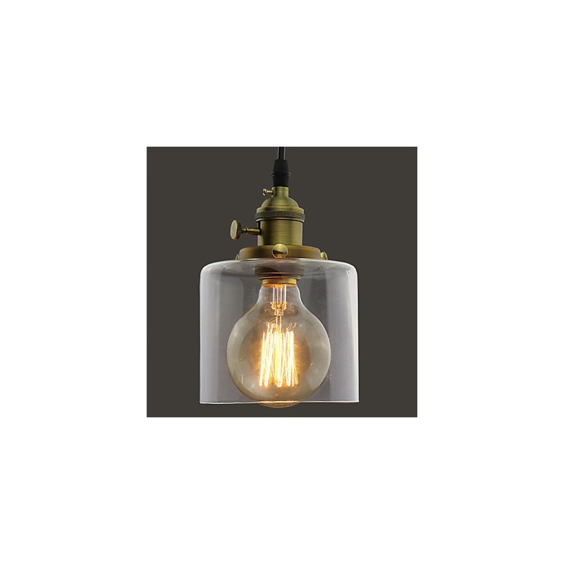 Lámpara colgante de vidrio, latón, estilo retro, vintage, industrial, para cafetería o garaje.