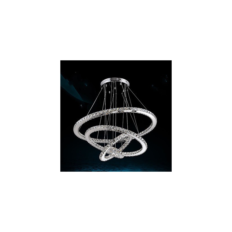 Lámpara colgante de cristal K9 para techo, cristal transparente, redonda, 4 anillos, anillo grande (blanco cálido), otro (blanco frío).