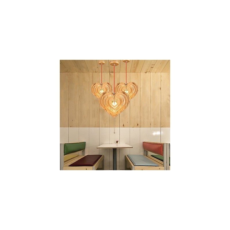 Lámpara de araña estilo mini linterna de madera de bambú