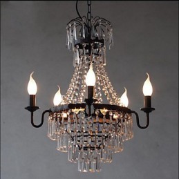 Lámpara de cristal con forma de vela retro estilo country americano