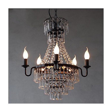 Lámpara de cristal con forma de vela retro estilo country americano