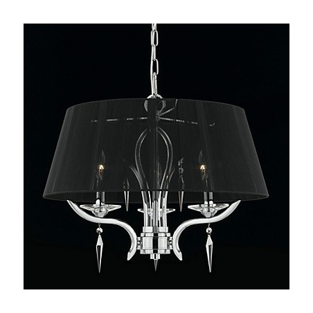 Elegante lámpara de araña de cristal de 3 luces con pantalla negra Elegante lámpara de araña de cristal de 3 luces con pantalla negra