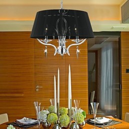 Elegante lámpara de araña de cristal de 3 luces con pantalla negra