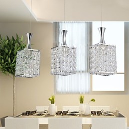 Lámpara colgante de cristal K9 con marco de metal de 3 luces, con bombilla incluida