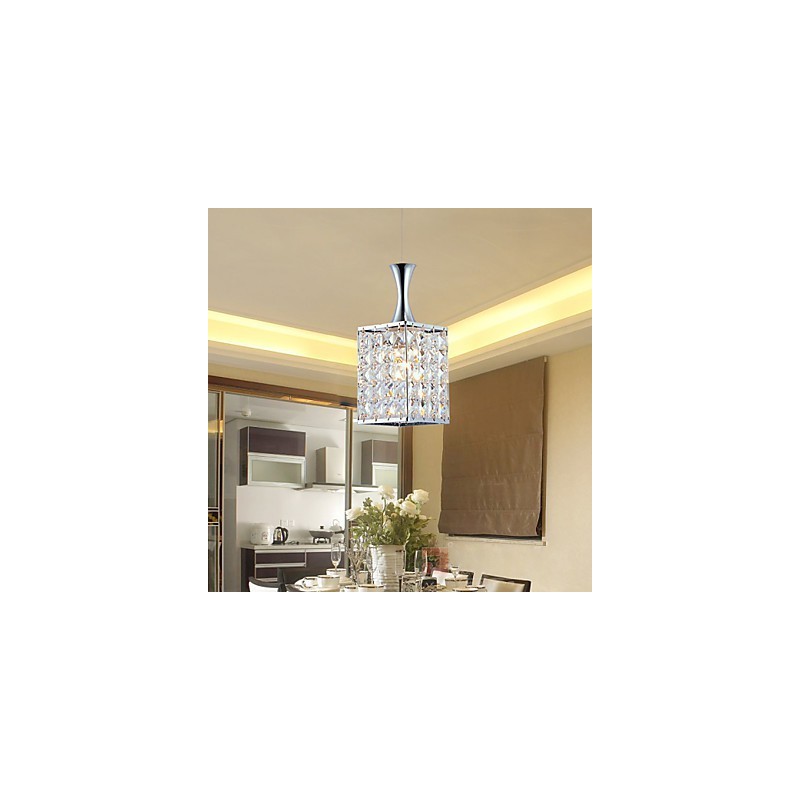 Lámpara colgante de cristal K9 con marco de metal de 3 luces, con bombilla incluida