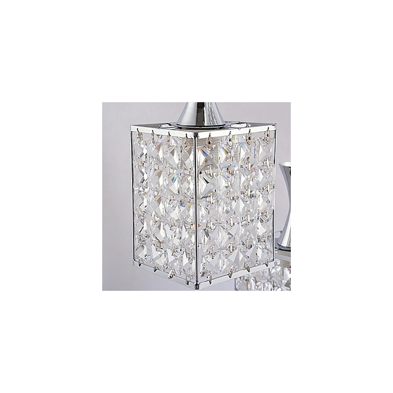 Lámpara colgante de cristal K9 con marco de metal de 3 luces, con bombilla incluida