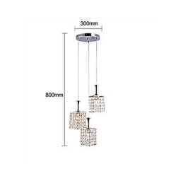 Lámpara colgante de cristal K9 con marco de metal de 3 luces, con bombilla incluida