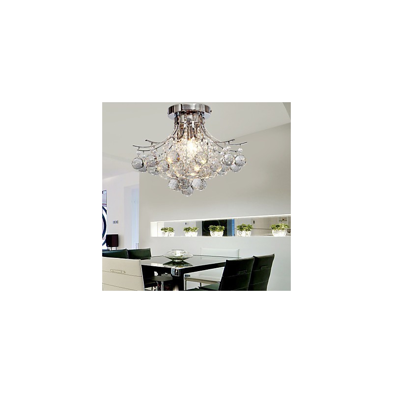 Lámpara de araña moderna de cristal de 3 luces
