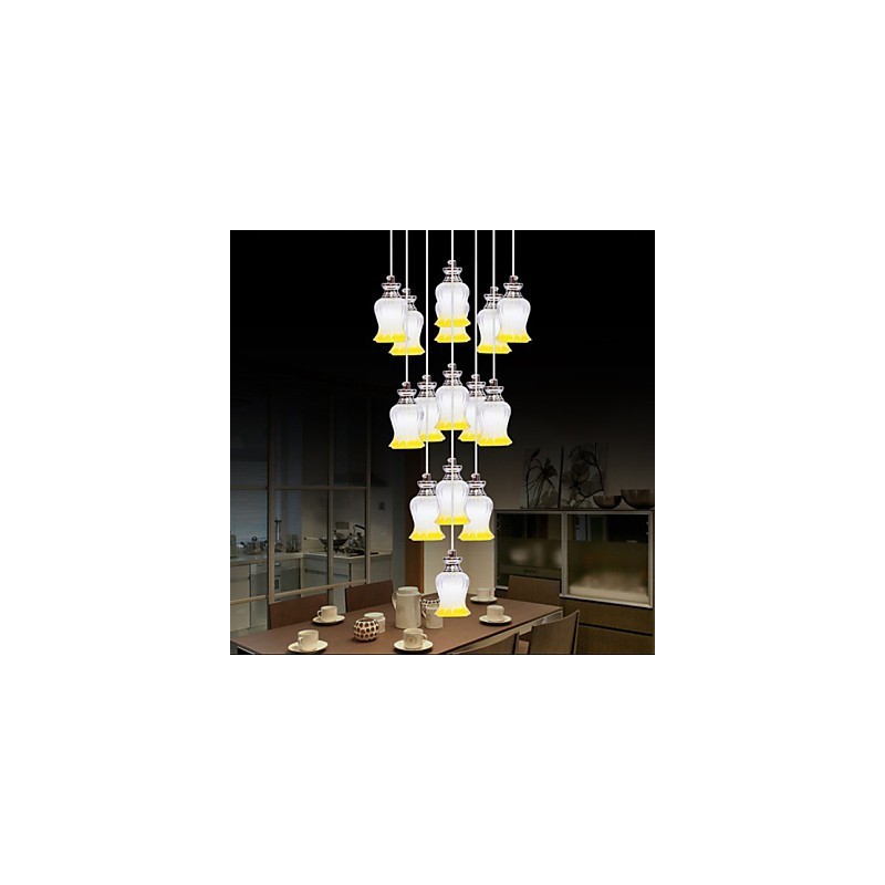 Restaurante 15 Cabezas De Moderno Simple Colgante De Cristal Colgante