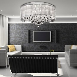 Elegante lámpara colgante de cristal con 8 luces y pantalla cilíndrica